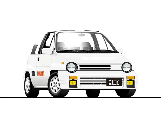 White Cabriolet with colored bumper
