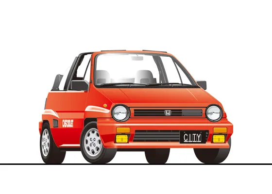Red CABRIOLET with colored bumper