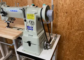 The initial speed of the industrial sewing machine was too fast, so I used a pulley to decelerate it.. / 工業ミシンは初速が早すぎたので、プーリーを使って減速 process 5