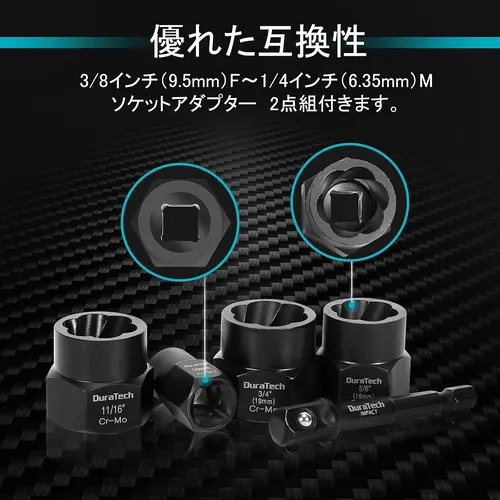 3/8と1/4のアダプター付き
